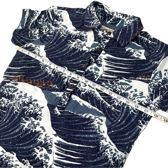 Western Aloha Popover Tropical Japan Hawaii Pacific Rower Floral Shirt Dress XS - Picture 4 of 7